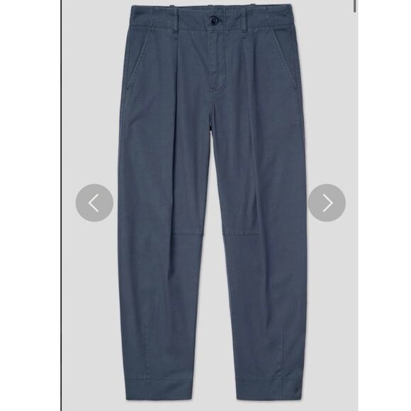 AYR NWT The Bam Prussian Blue Baby Barrel Leg Cotton Pleated Pants, Size 4 - Picture 3 of 14